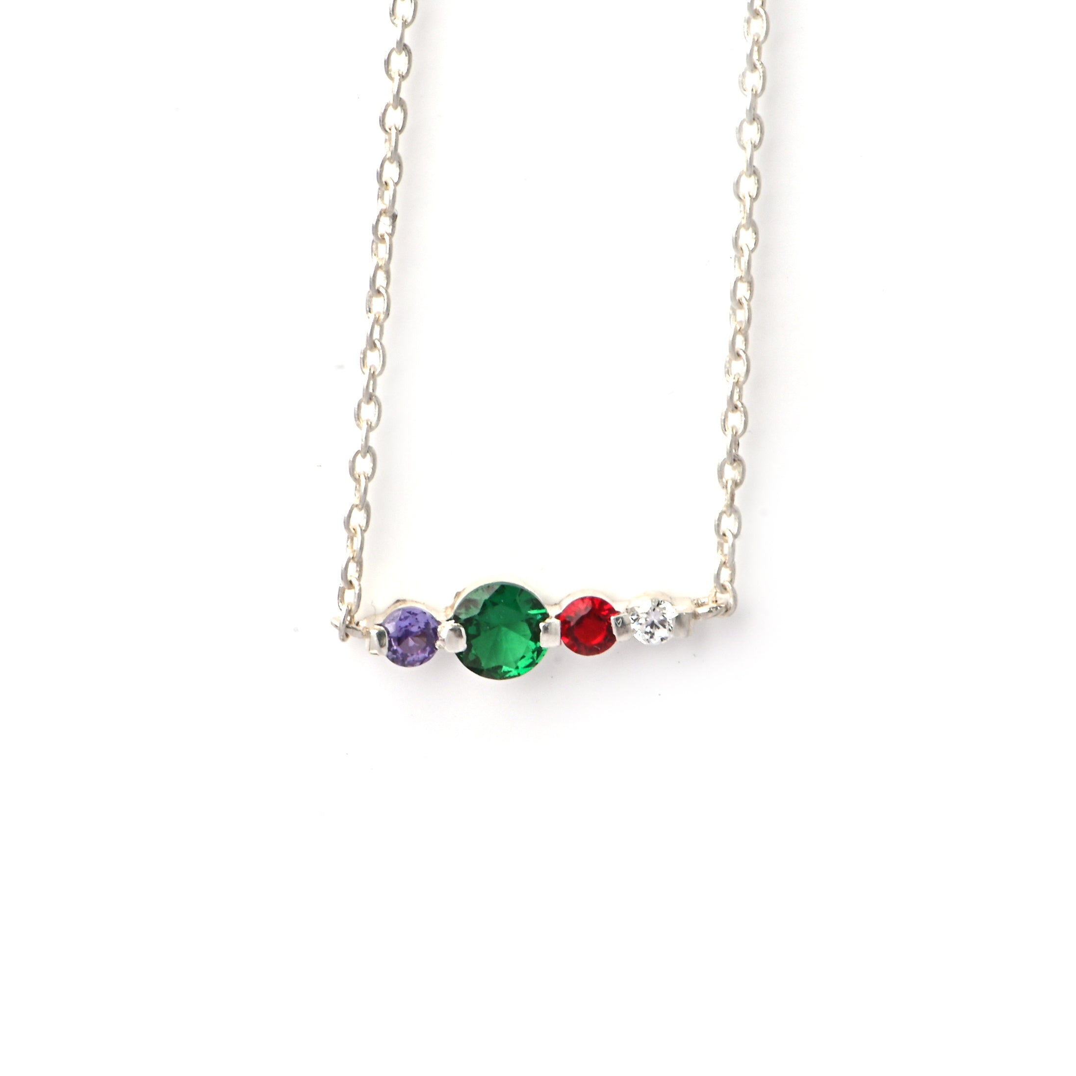 Elegant Moissanite, Ruby, Emerald, and Amethyst Pendant for Her, Luxurious Multigem Sparkle Gift