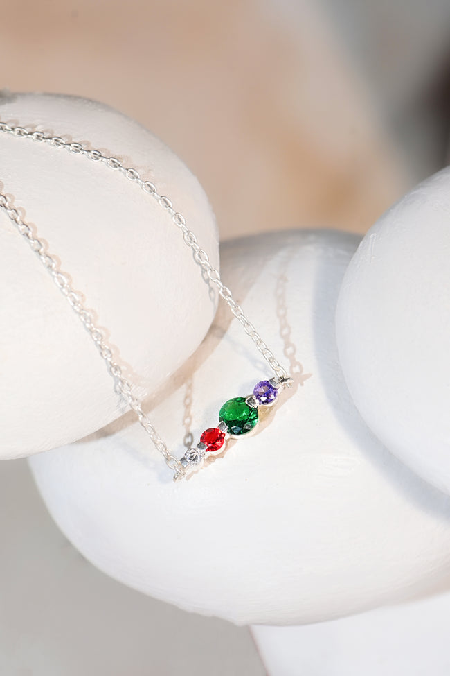 Elegant Moissanite, Ruby, Emerald, and Amethyst Pendant for Her, Luxurious Multigem Sparkle Gift Hover Image