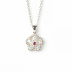 Elegant Moissanite and Ruby Clover Pendant for Her, Lucky Charm Luxury Sparkle Gift