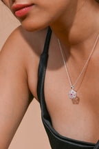 Elegant Moissanite and Ruby Clover Pendant for Her, Lucky Charm Luxury Sparkle Gift
