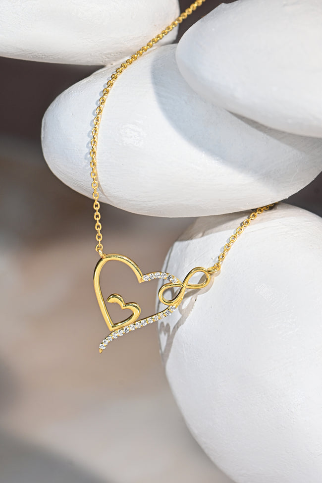 Elegant Heart and Infinity Pendant for Girlfriend, Romantic Symbol of Endless Love Gift Hover Image