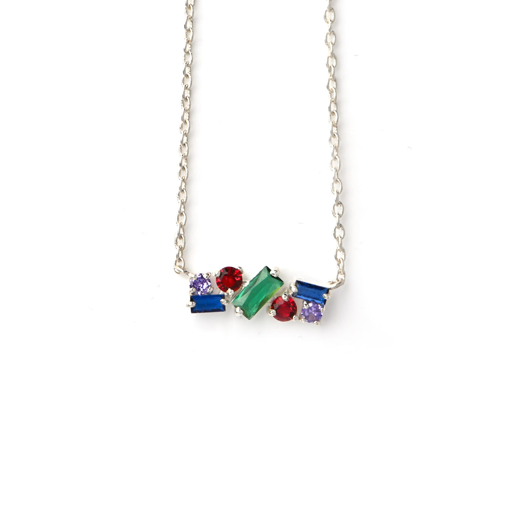 Elegant Emerald, Ruby, Blue Sapphire, and Amethyst Pendant, Vibrant Multigem Jewelry for Her