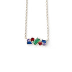 Elegant Emerald, Ruby, Blue Sapphire, and Amethyst Pendant, Vibrant Multigem Jewelry for Her