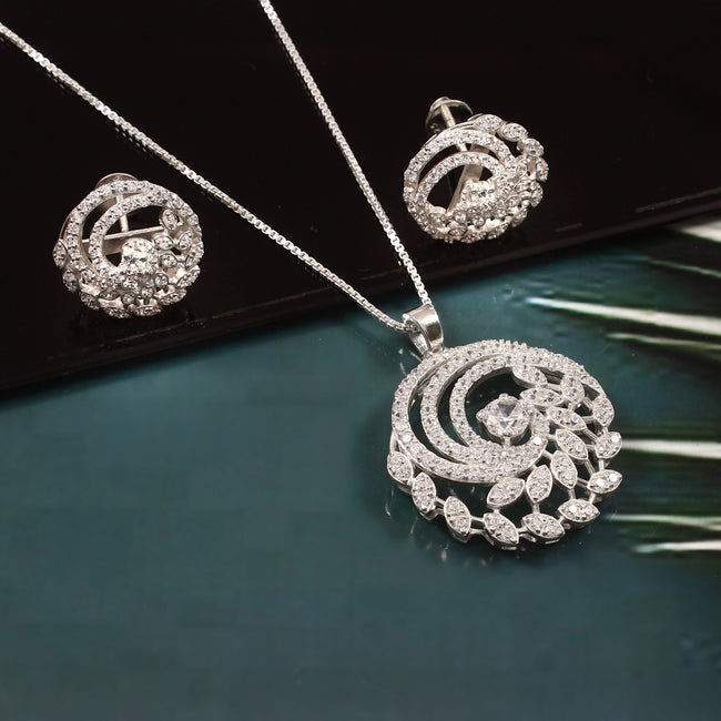 Moissanite Pendant and Stud Earrings Set for Her, Elegant Sparkling Jewelry Gift Main Image