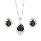 Pear Shape Natural Smoky Quartz Pendant and Earrings Set for Her, Antique Inspired Vintage Jewelry Elegance