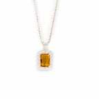 Natural Citrine and Moissanite Pendant and Earrings Set for Her, Elegant Gemstone Jewelry Gift for Women