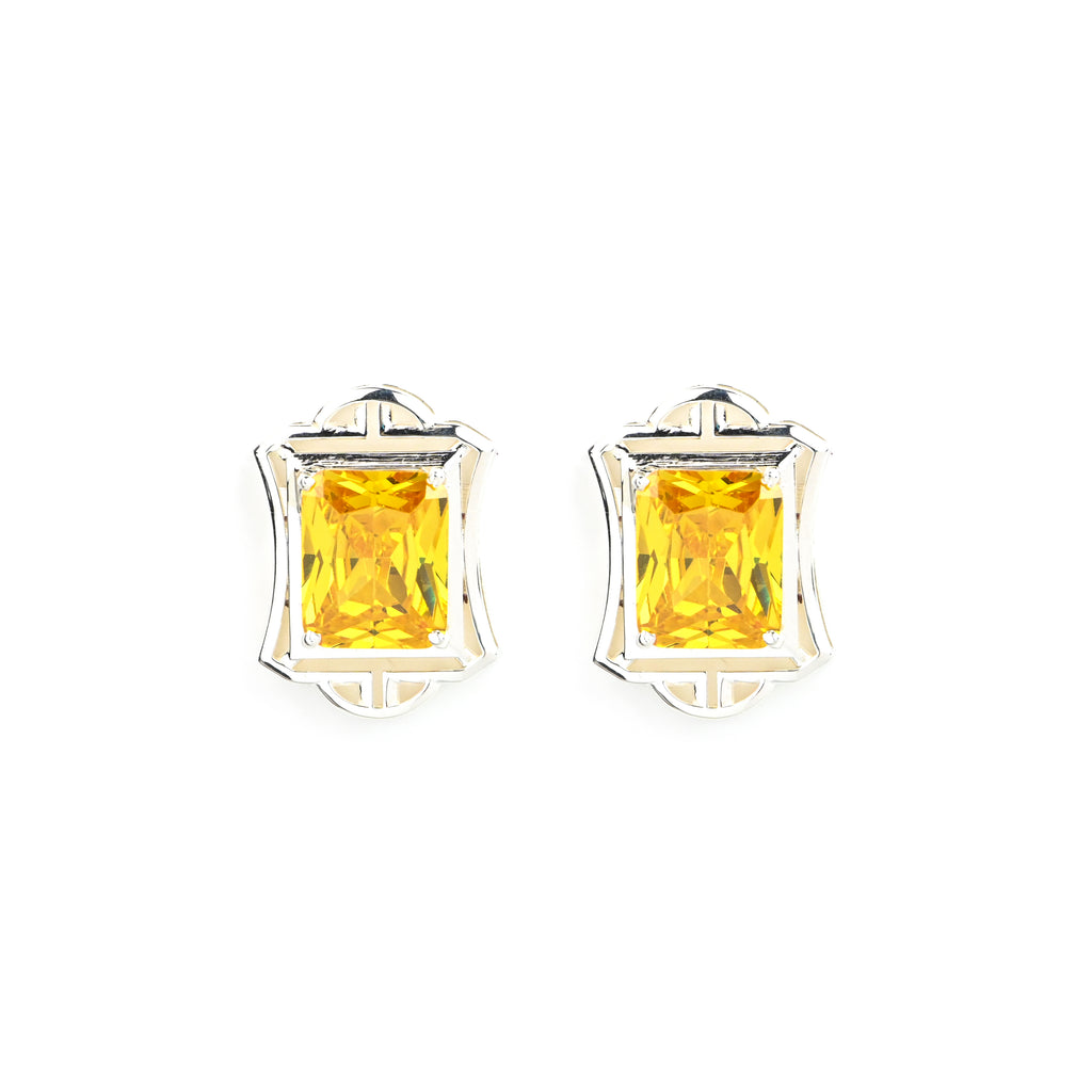 Radiant Cut Citrine Cubic Zirconia Pendant and Earrings Set for Her, Elegant Jewelry Gift