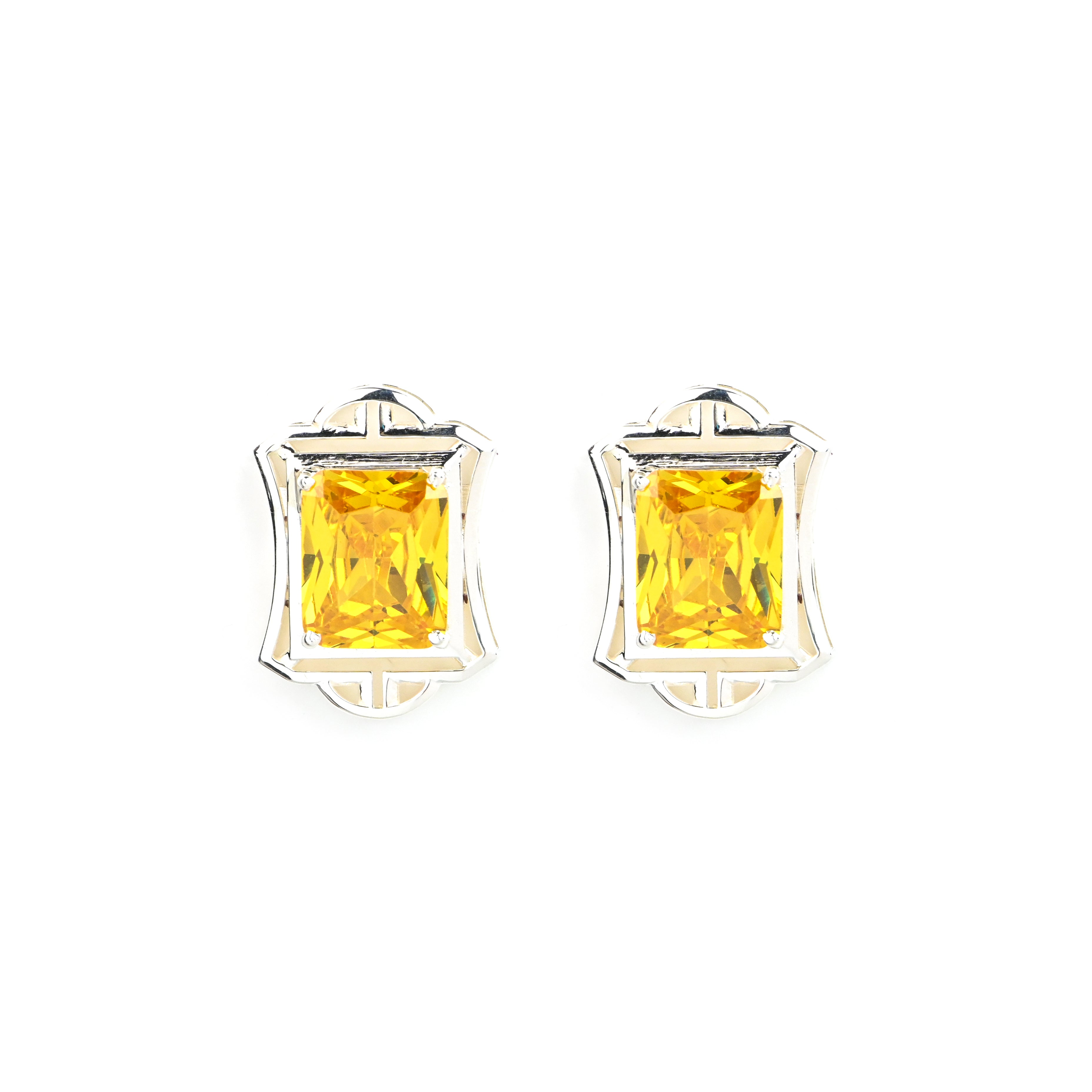 Radiant Cut Citrine Cubic Zirconia Pendant and Earrings Set for Her, Elegant Jewelry Gift