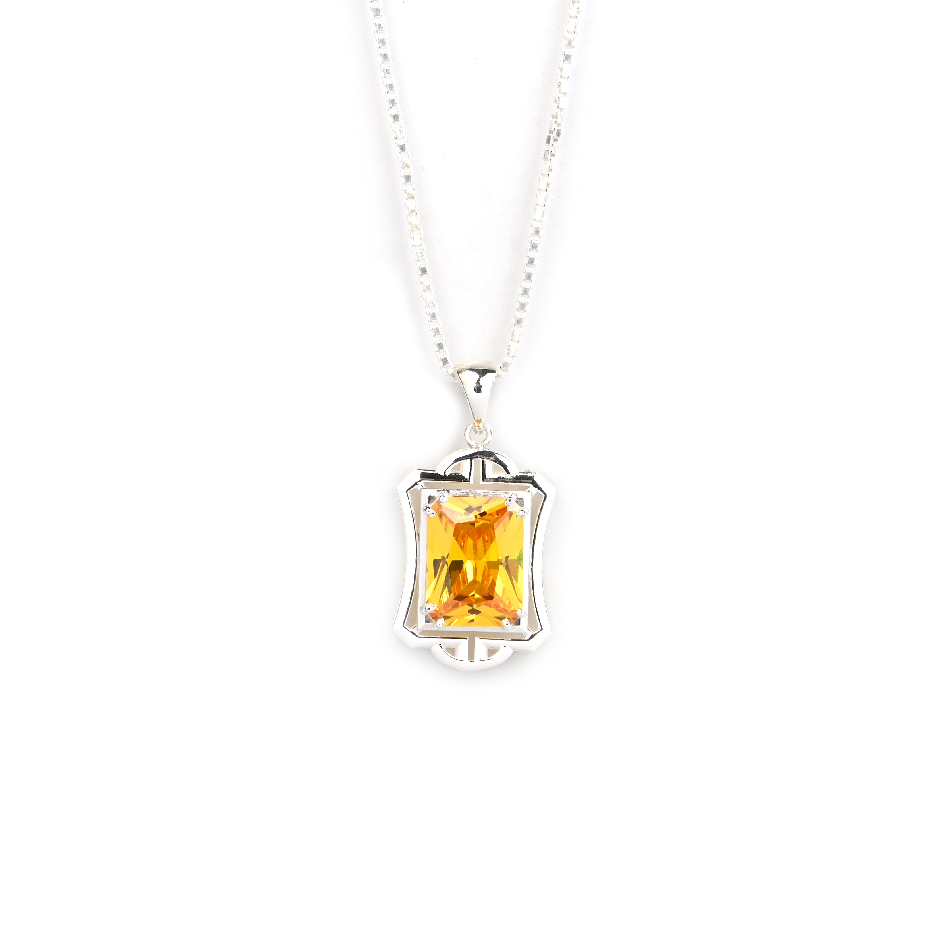 Radiant Cut Citrine Cubic Zirconia Pendant and Earrings Set for Her, Elegant Jewelry Gift