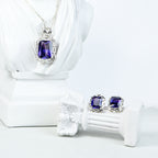 Radiant Cut Cubic Zirconia Pendant and Earrings Set for Her, Minimalist Elegant Jewelry Gift for Women