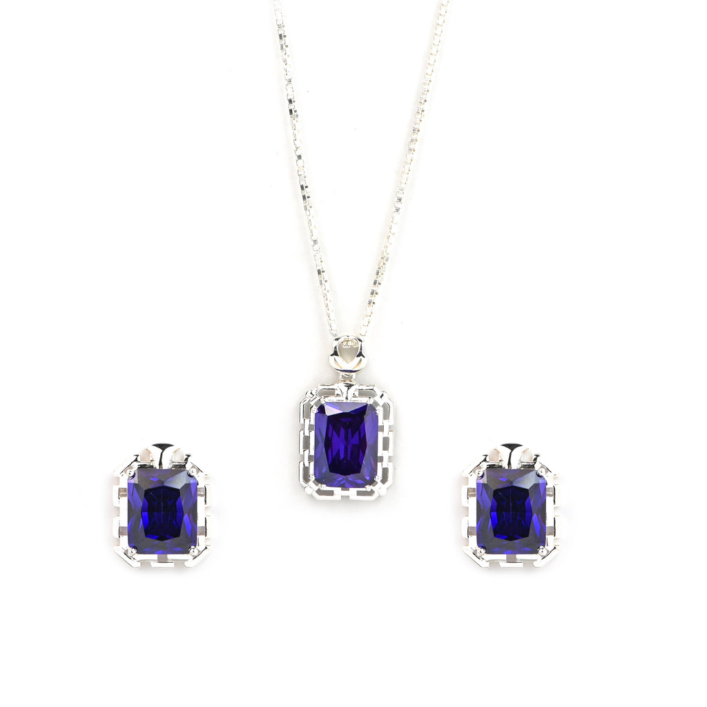 Radiant Cut Cubic Zirconia Pendant and Earrings Set for Her, Minimalist Elegant Jewelry Gift for Women