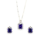 Radiant Cut Cubic Zirconia Pendant and Earrings Set for Her, Minimalist Elegant Jewelry Gift for Women