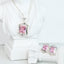 Pink Cubic Zirconia Pendant and Earrings Set for Her, Minimalist Elegant Jewelry Gift for Women