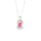 Pink Cubic Zirconia Pendant and Earrings Set for Her, Minimalist Elegant Jewelry Gift for Women