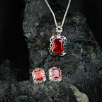 High Grade Ruby Cubic Zirconia Pendant and Earrings Set for Her, Elegant Jewelry