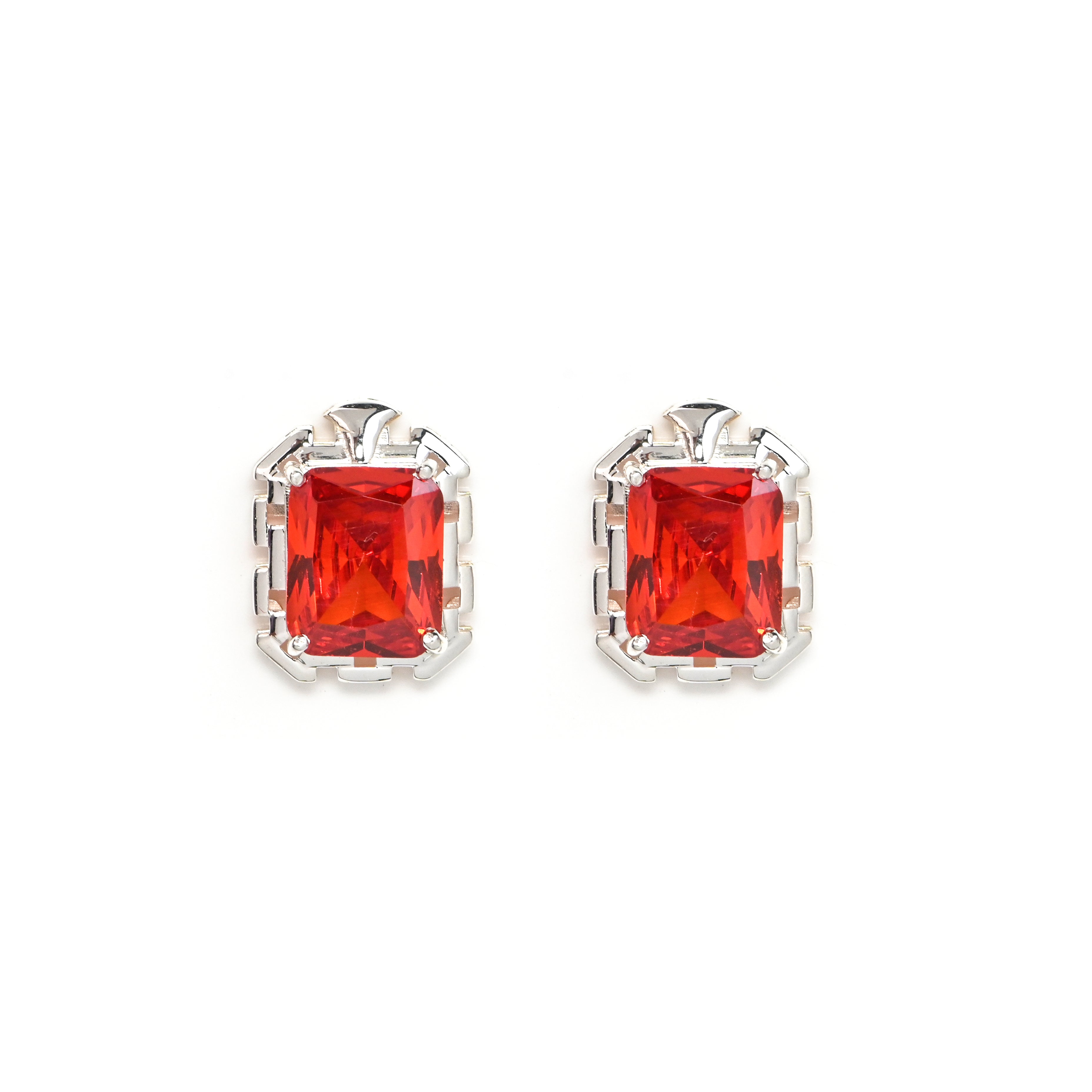 High Grade Ruby Cubic Zirconia Pendant and Earrings Set for Her, Elegant Jewelry