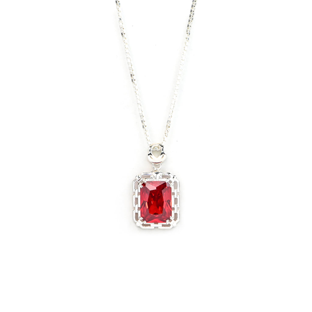 High Grade Ruby Cubic Zirconia Pendant and Earrings Set for Her, Elegant Jewelry
