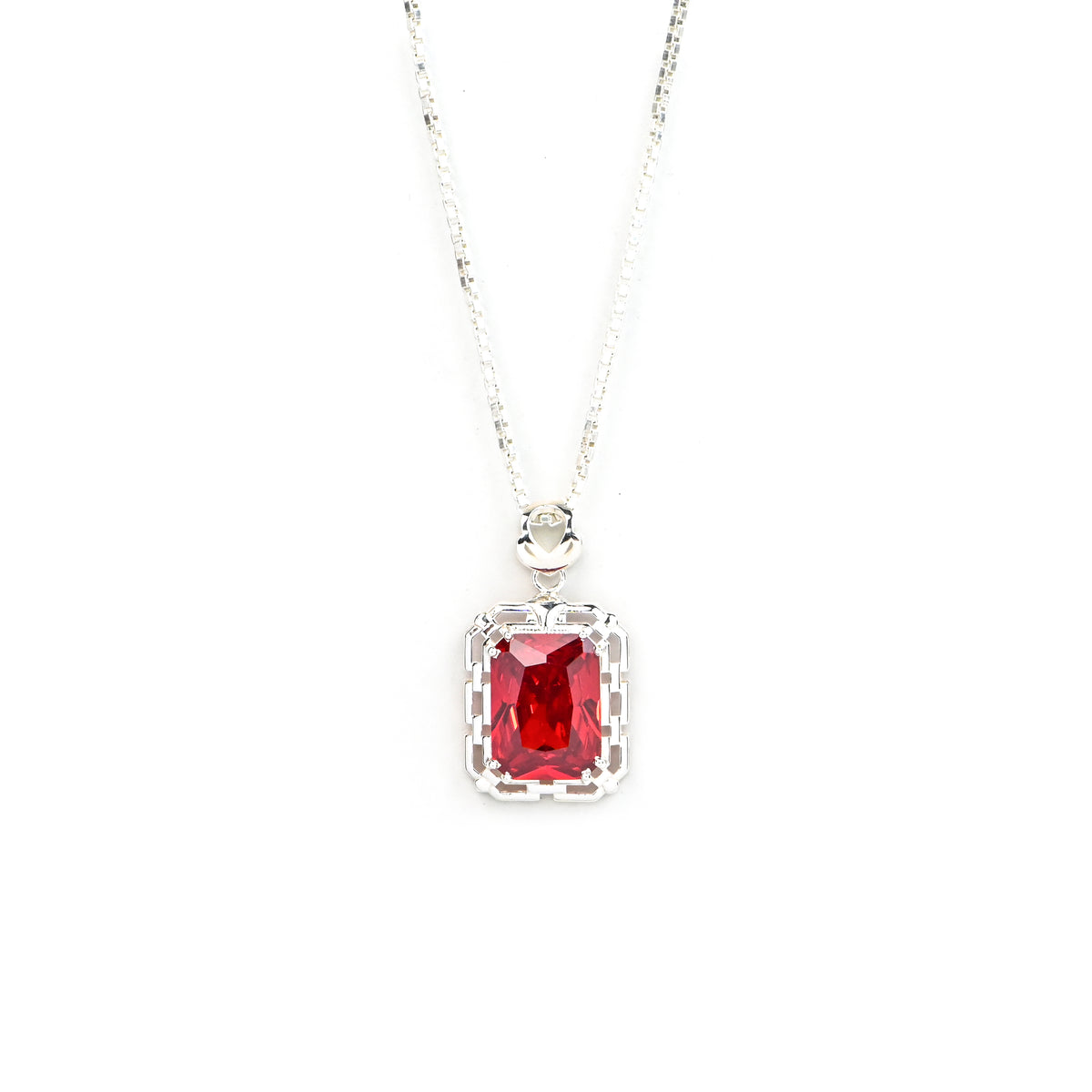High Grade Ruby Cubic Zirconia Pendant and Earrings Set for Her, Elegant Jewelry