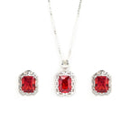 High Grade Ruby Cubic Zirconia Pendant and Earrings Set for Her, Elegant Jewelry